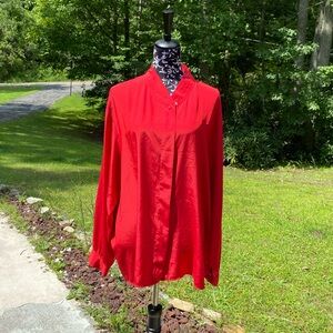 C.S.T. Studio Women's Vintage Long Sleeve Satin Button Up Blouse Size 26W